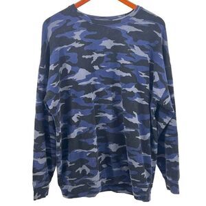 Athleta Mens Sweater Soft Feel Stretch Camo Blue Black Gray size Large 10316